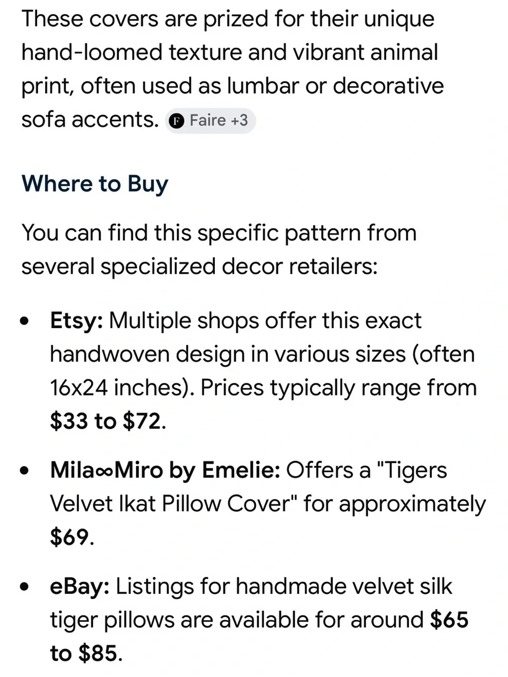 Tigers Accent Lumbar Pillow Cover 22 x 14”